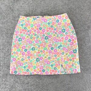 Wild Fable Floral Print Colorful Flower Boho Hippie Mini Skirt Womens 2 Pastel